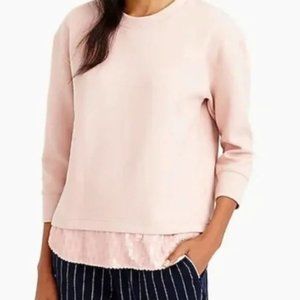 J. Crew Pink Sequin Shirttail Sweatshirt Size Medium b7027